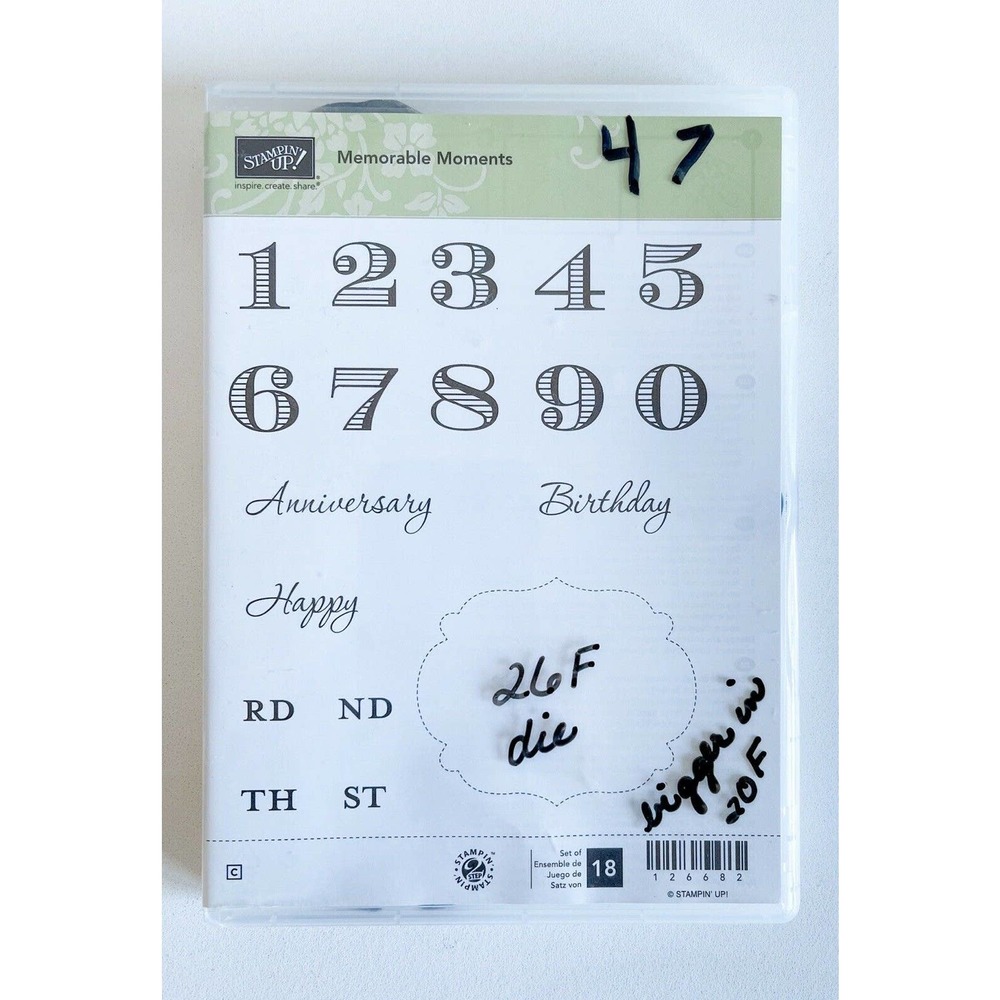 STAMPIN UP Stamp set - MEMORABLE MOMENTS - Large Numbers, Anniversary, Birthday